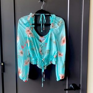 Intermix turquoise floral blouse